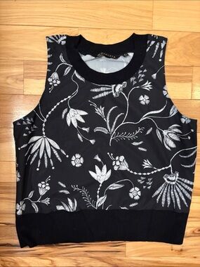 Athleta Black and White Floral Sleeveless Tank